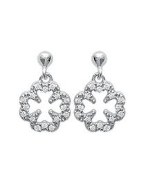 Boucles D'oreilles Argent 925 Rhodié Oxyde De Zirconium croix