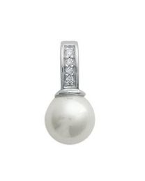 Pendentif Argent 925 Rhodié Oxyde De Zirconium Imitation Perle
