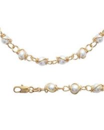 Bracelet / Collier Plaqué Or Perles Imitation